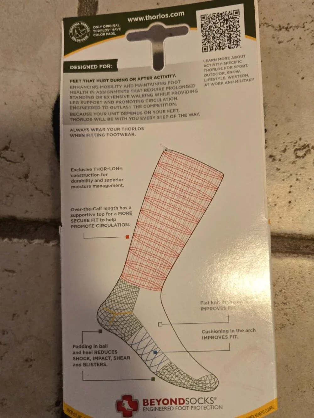 NWT Thorlo Moderate Cushion Over-Calf Anti-Fatigue Military Socks black Large